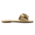 thumbnail image 4 of Cape Robbin Sadie-2 Nude Gold Satin Bow Comfortable Slides Mules Flat Sandals, 4 of 7