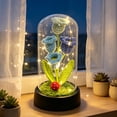 thumbnail image 6 of Handmade Crochet Flower Night Light, LED Knitted Flower Lamp Dome, Warm Glow Bedroom Desktop Decor Gift For Women Mom Girls Birthday, 5.12x2.76x2.76 Inch, 6 of 7