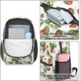 thumbnail image 4 of Strawberry and Leaf White Pattern 17" Waterproof Oxford School Backpacks for Teens, S-Shape Padded Straps, for School, Travel, Hiking, Camping, 4 of 5