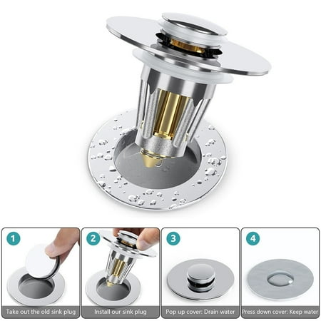 

Universal Bathroom Sink Plug Pop-Up Sink Strainer Stopper for 28-38mm