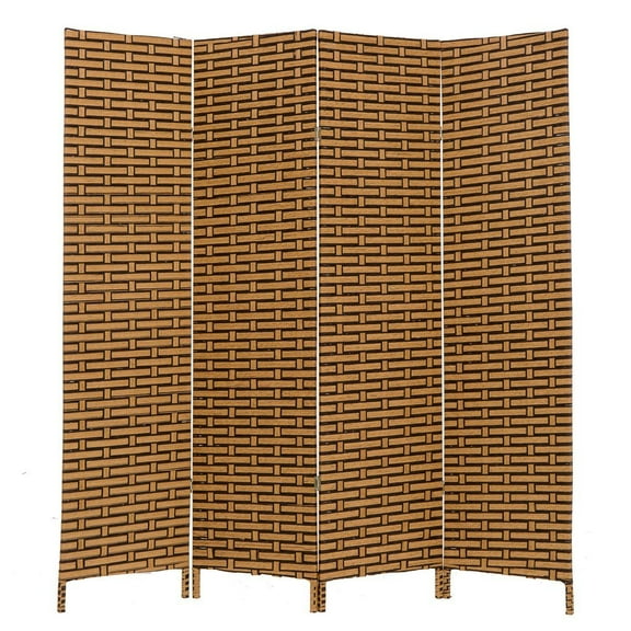 THY COLLECTIBLES Decorative Freestanding Woven Bamboo 4 Panels Hinged Privacy Panel Screen Portable Folding Room Divider (Coffeebrown)
