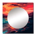 thumbnail image 2 of Designart "Twilight By The Seashore Vivid Retro Shades I" Beach Square Mirror For Wall Decor - Large Red Square Printed Wall Mirror Art - Square Coastal Mirror - Wall Mounted Square Large Mirror, 2 of 5