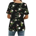 thumbnail image 3 of Uootdi Womens Summer Tops Floral Print Graphic Crew Neck Short Sleeve T Shirts Colorblock Casual Tops for Women Vintage Dressy Loose Fit Trendy Outfits Gift, 3 of 7