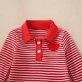 thumbnail image 5 of idosla Toddler Baby Boy Irish Outfit Long Sleeve Shamrock Embroidery Striped Sweater Tops with Pants 2Pcs Clothing Set (Red, 3-6 Months), 5 of 9