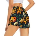 thumbnail image 3 of Goofa Halloween Skull Printed Women 2 in 1 Running Shorts,Quick Dry Athletic Workout Shorts,High Waisted Athletic Shorts with Liner Pockets-X-Large, 3 of 9