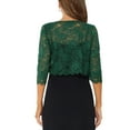 thumbnail image 3 of INSPIRE CHIC Women's Cardigan Open Front 3/4 Sleeve Sheer Floral Lace Cropped Shrug Top M Greens, 3 of 6