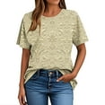 thumbnail image 4 of Uaswgudfs Women's Embossed Short Sleeve T-Shirt: Textured Round Neck Summer Top with Modern Design & Everyday Casual Comfort Multicolor L, 4 of 4
