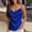 Blue, variant on Women’s Spring Summer Solid Color V Neck Lace Spliced Sling Top, Adjustable Strap Camisole for Beach Vacation and Daily Wear