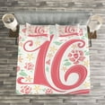 thumbnail image 3 of Ambesonne Floral Quilted Bedspread Set 3 Pcs, Floral 16, King Size, Dark Coral Mint, 3 of 3