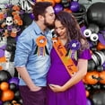thumbnail image 4 of Halloween Baby Shower Decorations, Halloween Baby Shower Maternity Sash Orange Purple Mom Daddy To Be Pins Mom Dad To Be Sash for Halloween Baby Shower Gender Reveal Party Decorations, 4 of 6