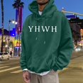 thumbnail image 3 of MHFRRA Sudadera con Capucha de Temática Cómoda para Un Jersey Informal, Ropa de Calle Suave, Ajuste Relajado, Suéter de Cuello Redondo con Diseño de Capucha Verde oscuro, 3 of 5