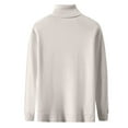 thumbnail image 2 of Hinvhai Seasonal Clearance Men's solid color high collar long sleeve knitted sweater Beige 6(XL), 2 of 3