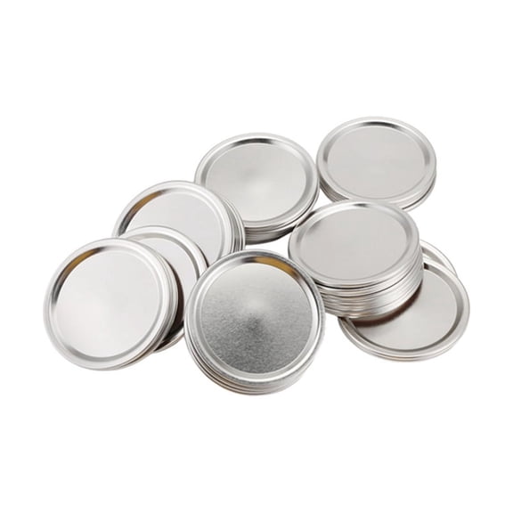 Jar Wide Mouth 86mm Split-Type Tin Lids, 50 Pack, Silver, Rust-, Reusable
