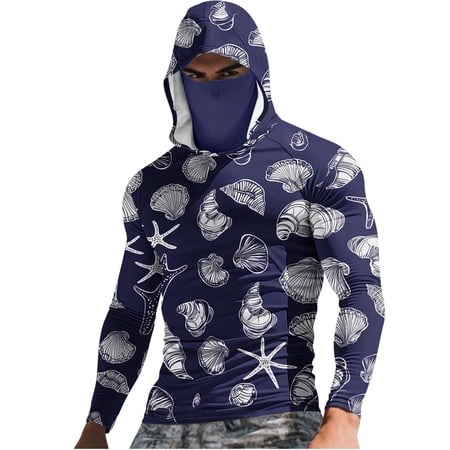 GUZOM Mens UPF 50+ Hooded Sun Protection Shirt Quick Dry Long Sleeve Fishing Shirt Lightweight Breathable Purple SPF 50+ UV Protection Size 3XL