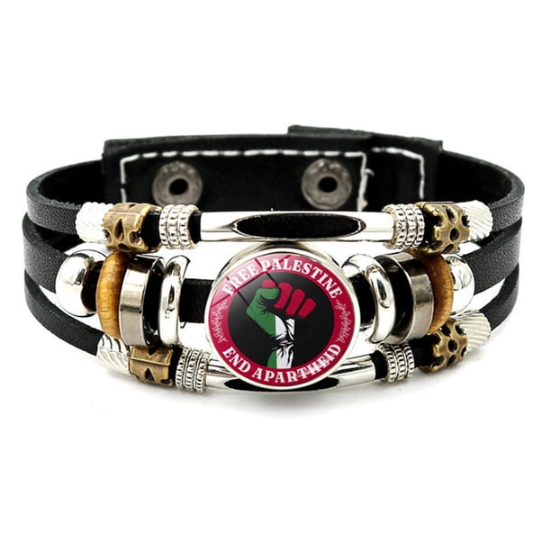 Pulsera Cuero Con Palestina Ajustable 3 Hilos para Apoyo A Eventos (3)