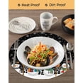thumbnail image 3 of 15 Inch Round Placemats Set of 6, Black Snowman Non Slip Heat Insulation PP Table Mats, Christmas Winter Snowflake Xmas Tree Washable Place Mats for Kitchen Dining Party Table Decor, 3 of 7