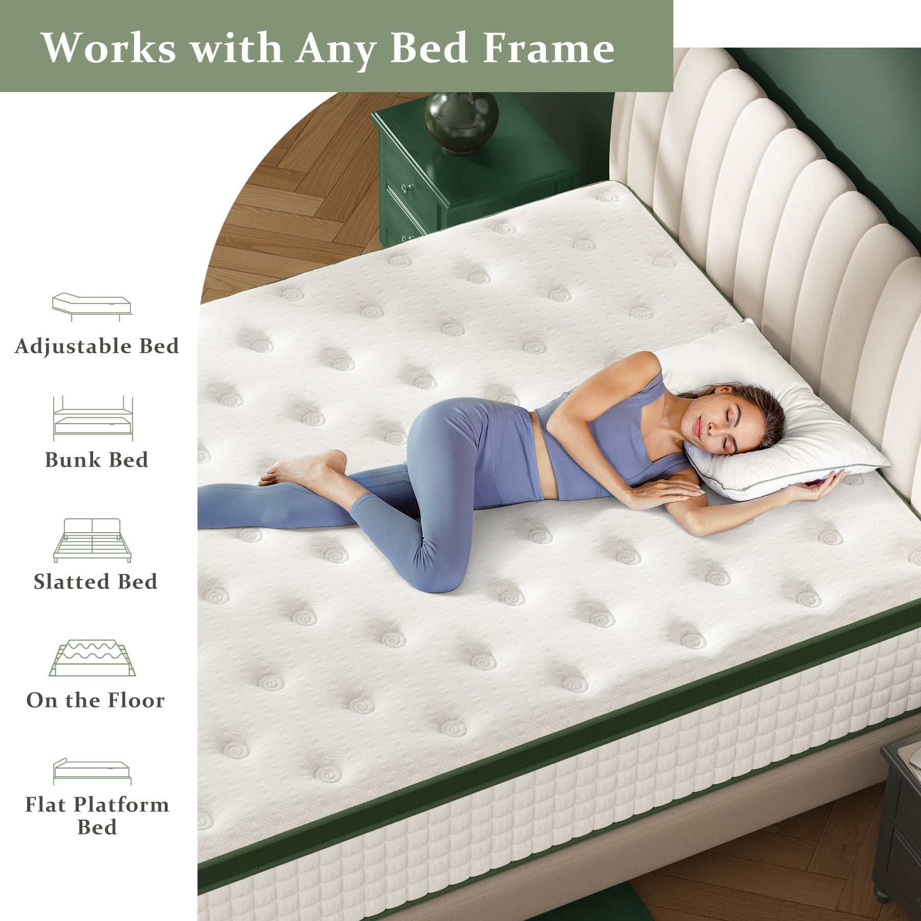 Sleepmax Aura 14" Firm King Hybrid Mattress in a Box, 365 Night Trial, Euro Top, Pain Relief, CertiPUR-US