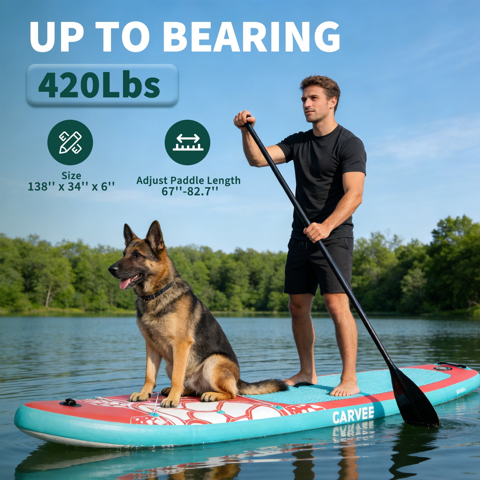11'5" Inflatable Stand Up Paddle Board with Premium SUP Accessories, Anti-Slip EVA Deck, Built-in Camera Mount, Wide & Stable Design Paddle Boards for All Skill Levels