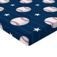 thumbnail image 2 of Ambesonne Sports Fitted Sheet 2 Pcs Set, Baseball Stripes, Twin, Night Blue Red White, 2 of 3