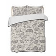 thumbnail image 2 of Grey Paisley Queen Size Down Alternative Comforter, Lightweight Comforter Quilt Bedding Set with Pillow Shams Boho Flower Botanical Leaf Branch All Seasons Bed Comforter Duvet Insert 90"x96", 2 of 7