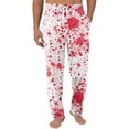 thumbnail image 2 of Domuza Mens Halloween Pajamas Funny Horror Print Casual Drawstring Pajama Pants Lightweight Soft Cotton Lounge Pjs Bottoms with Pockets White L, 2 of 5