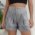 thumbnail image 2 of Womens Summer Flowy Jean Shorts Button Up High Waisted Wide Leg Denim Skort With PocketsFashion Clothing, 2 of 4