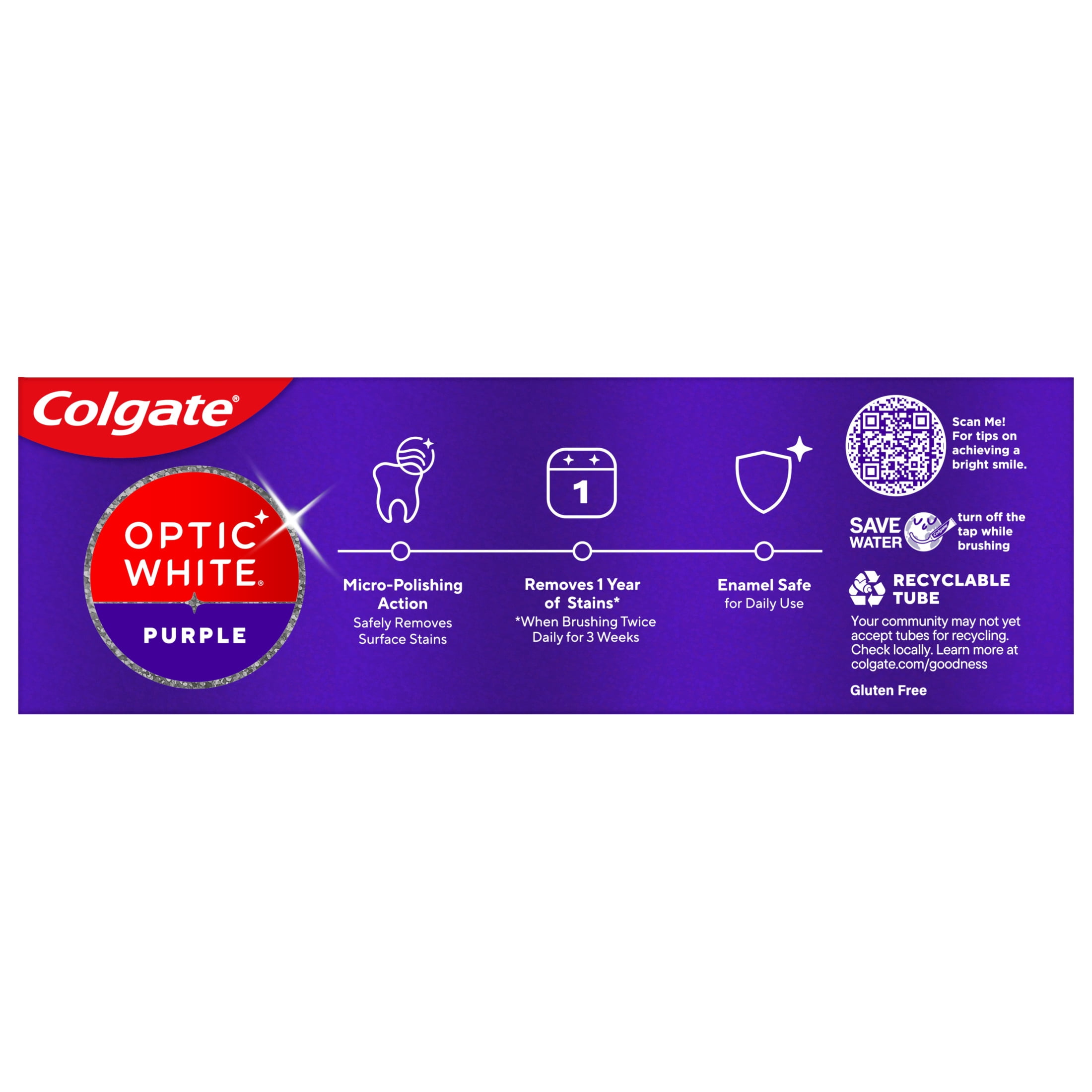 (2 pack) Colgate Optic White Purple Teeth Whitening Toothpaste with Fluoride, Fresh Mint Flavor, 3.8 oz
