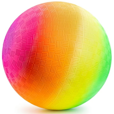 Bedwina Rainbow Playground Ball - 8.5Inch (Pack of 1) Rubber Bouncy Inflatable Balls for Kids and Adults, Indoor and Outdoor Games, kickball, Dodgeball, Four Square, and More