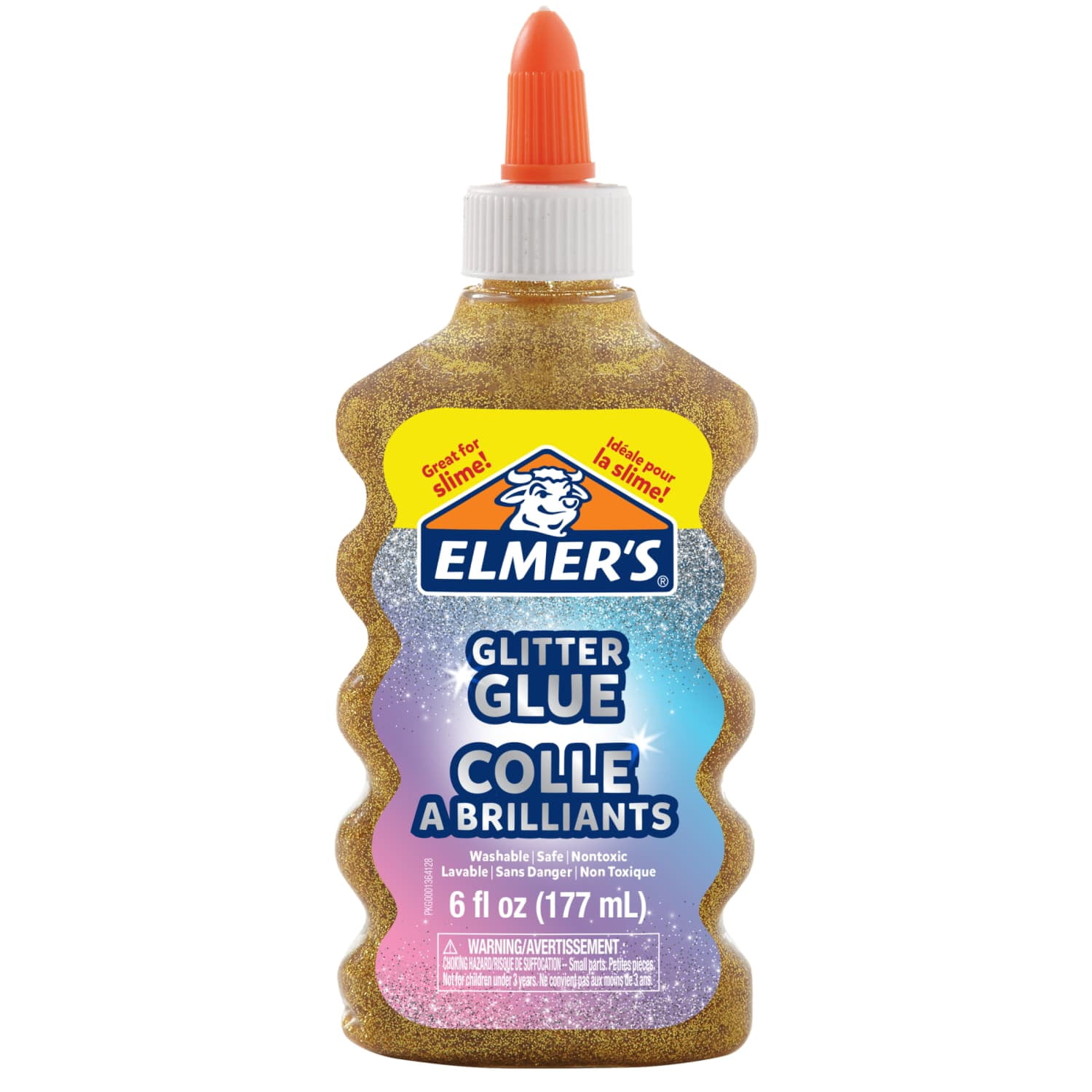 (3 pack) Elmer's Liquid Glitter Glue, Washable, Gold, 6 Ounces, 1 Count - Great for Making Slime