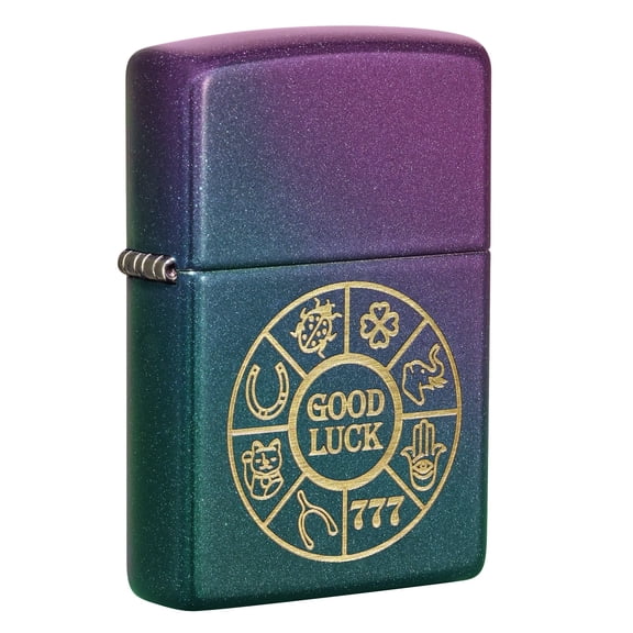 Zippo Lighter: Good Luck Symbols, Engraved - Iridescent 81625