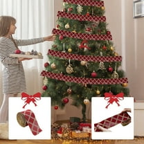 Seyotauo Christmas Plaid Ribbon Gingham Check Wired Edge Wrapping Ribbon Tartan Decor for Christmas DIY Crafts Present Wrapping Gift Home Decorations Tree/Bow/Wreath Supplies