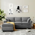 thumbnail image 1 of Modern L-Shaped Sectional Sofa, Gray Mid Century Couches and Sofas with 2 Pillows, Soft Polyester Blend 3-Seater Upholstered Couch for Small Space, High End Furniture Sofa Set for Living Room, Q14164, 1 of 12