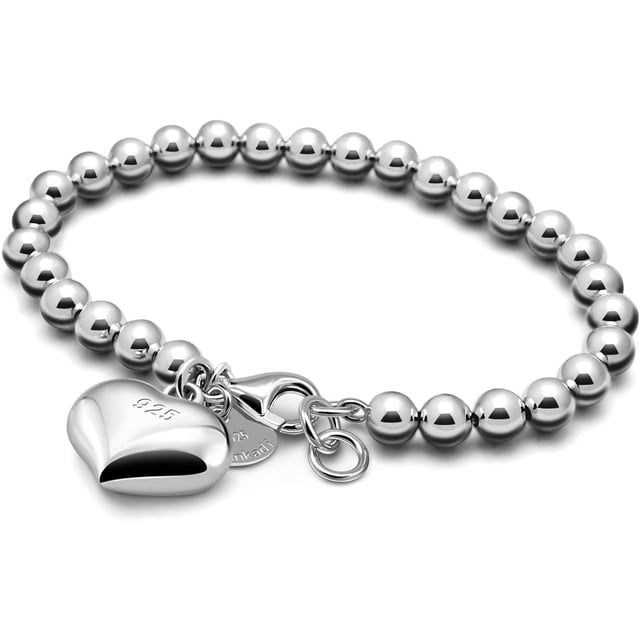Pulsera de plata de ley 925 para mujer, pulsera de cadena de abalorio italiana hecha a mano