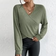 thumbnail image 6 of STETMN Women's Wrap Sweater Crop Long Sleeve Knit Tops V Neck Trendy Cozy Knitwear Shirt, 6 of 8