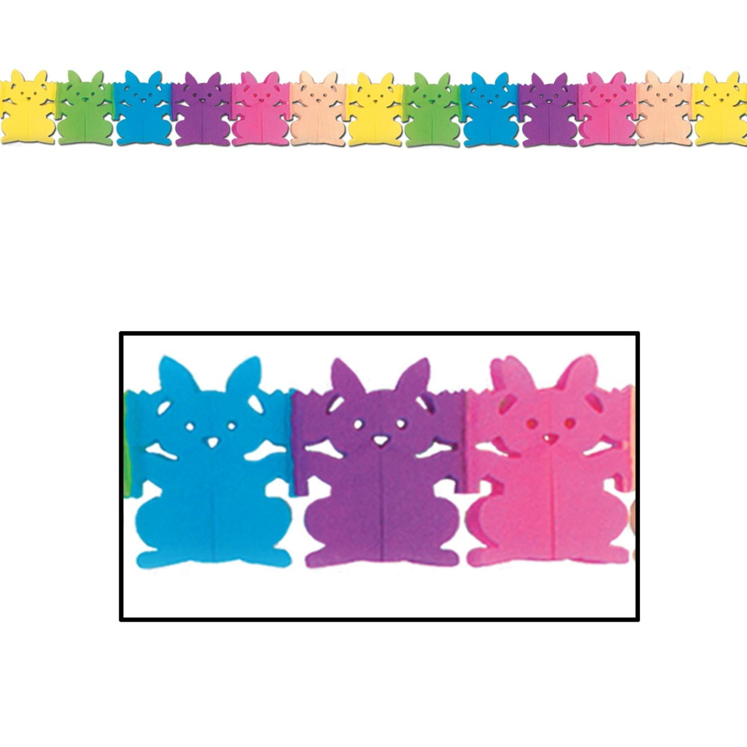 Club Pack of 12 Multi-Colored Easter Themed Tissue Bunny Garland Party... by Party Central