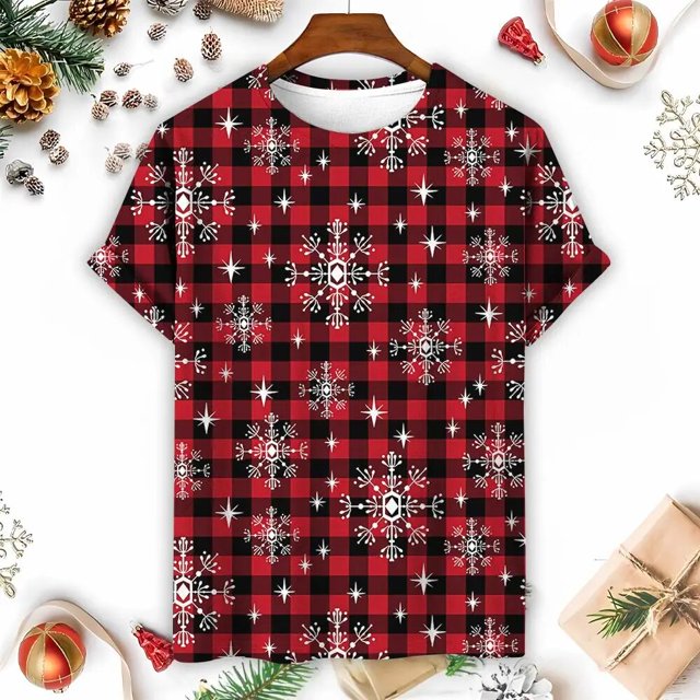 Camisetas para 2024, camiseta navideña para hombre, camisetas informales de manga corta de verano a la moda, ropa para hombre, camiseta navideña familiar