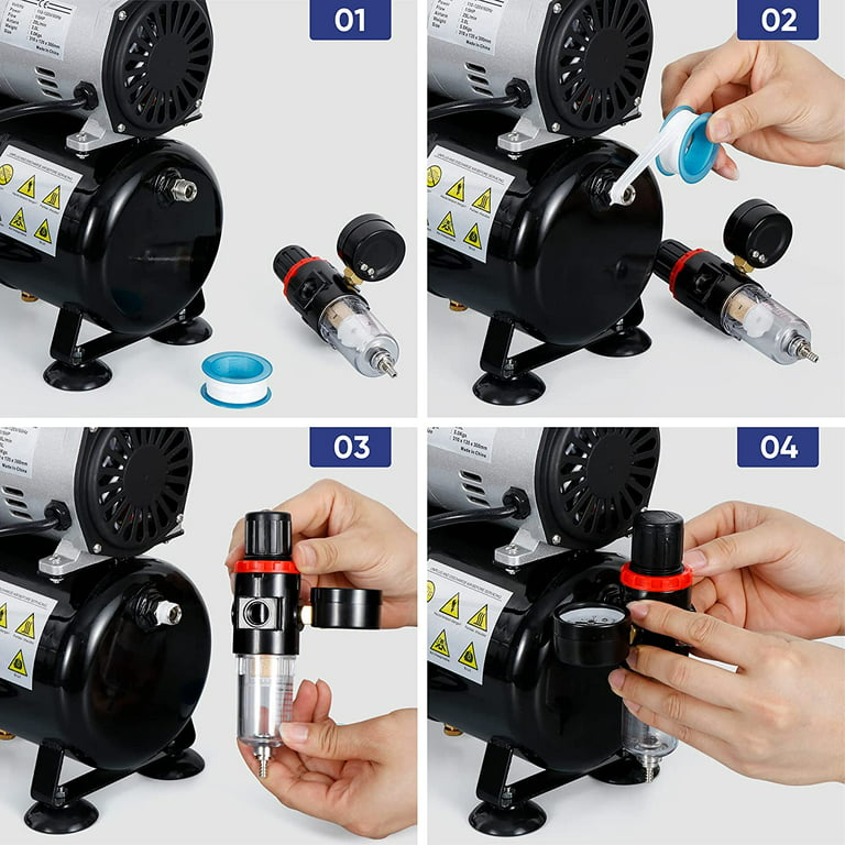 Psipro 1/5hp Airbrush Kit With Compressor Quiet Powerful for Airbrush  Paint, Nails, Tattoo, Cake Painting,Airbrush Kit