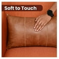 thumbnail image 4 of Genuine Lambskin Leather Pillow Cover, 20x28 Inch Case for Lumbar Throw Couch Pillows, Thick & Soft Cushion Covers for Sofa Bed Home Decor (Cognac Brown Plain Pack of 2), 4 of 6