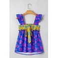 thumbnail image 4 of Women's Blue Floral Colorblock Flutter Straps Flowy Tank Top for Summer - [ZhiHiMeRi] | (US 12-14)L, 4 of 11