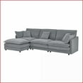 thumbnail image 4 of Modern 4-Seater L-Shaped Convertible Sectional Sofa with Storage Ottoman | Gray | Towel Fabric | Solid Wood Frame, 4 of 11