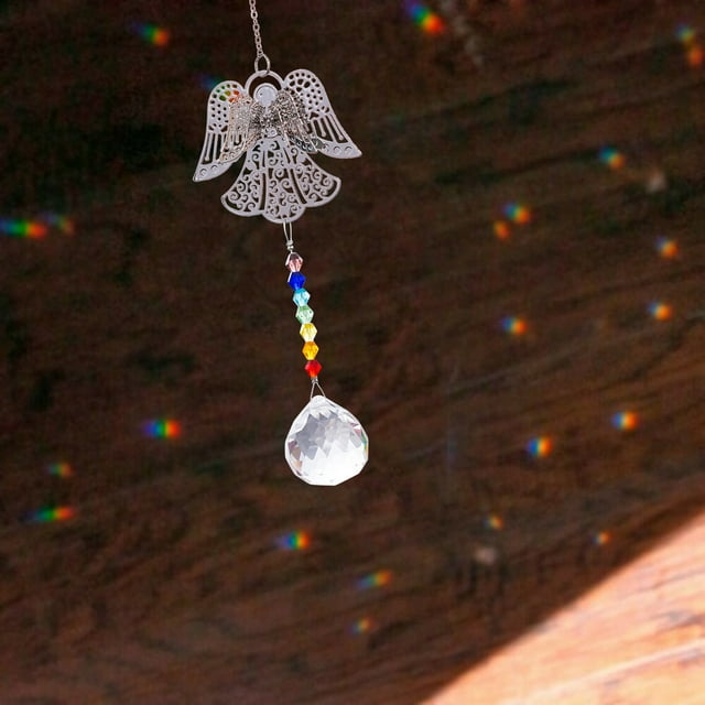 Fridja Modern Rainbow Crystal Angel Chakra Suncatcher Car Charm Pendant