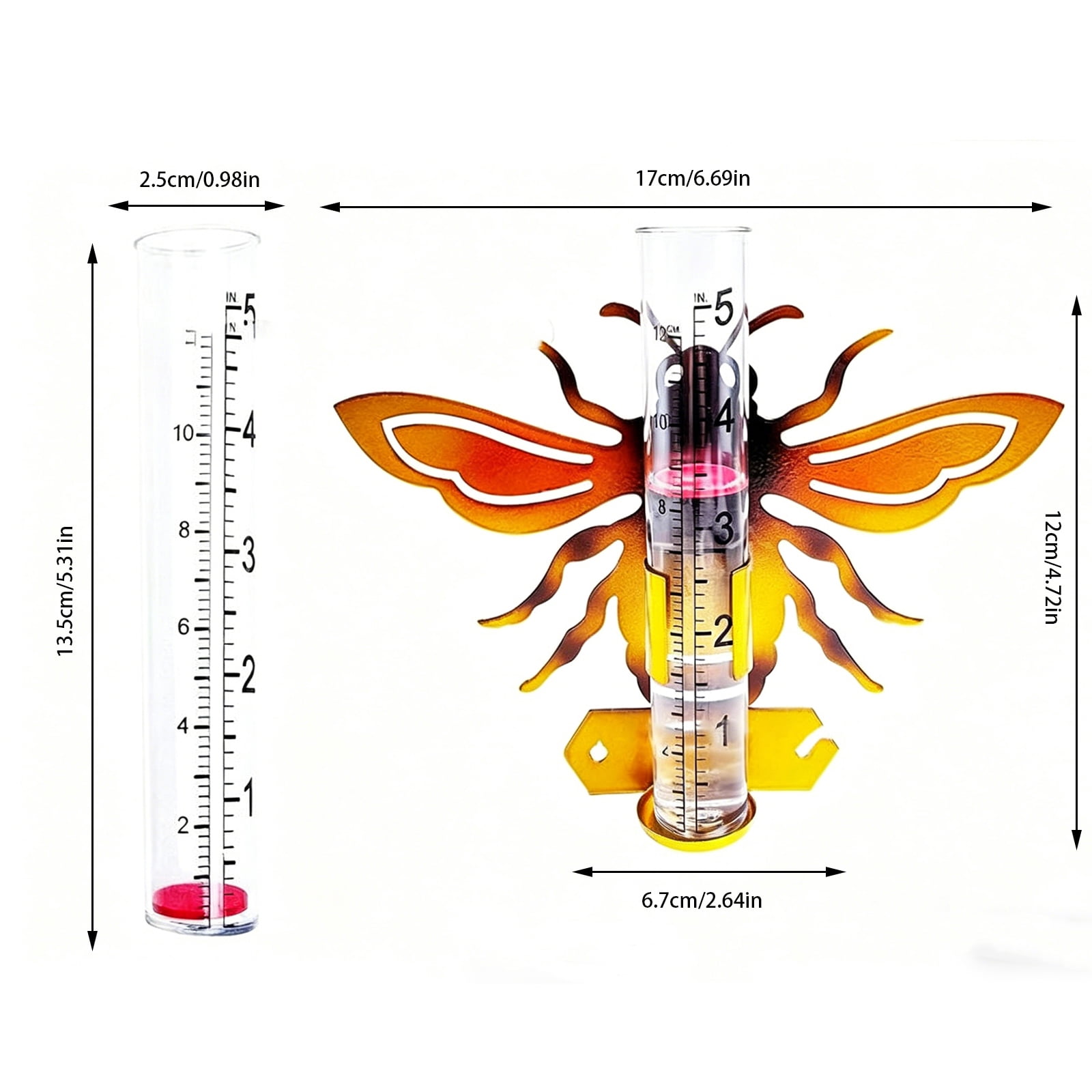 Glass Rain Gauge, Butterfly Decorative Design, 1 Piece For Garden Outdoor Yard