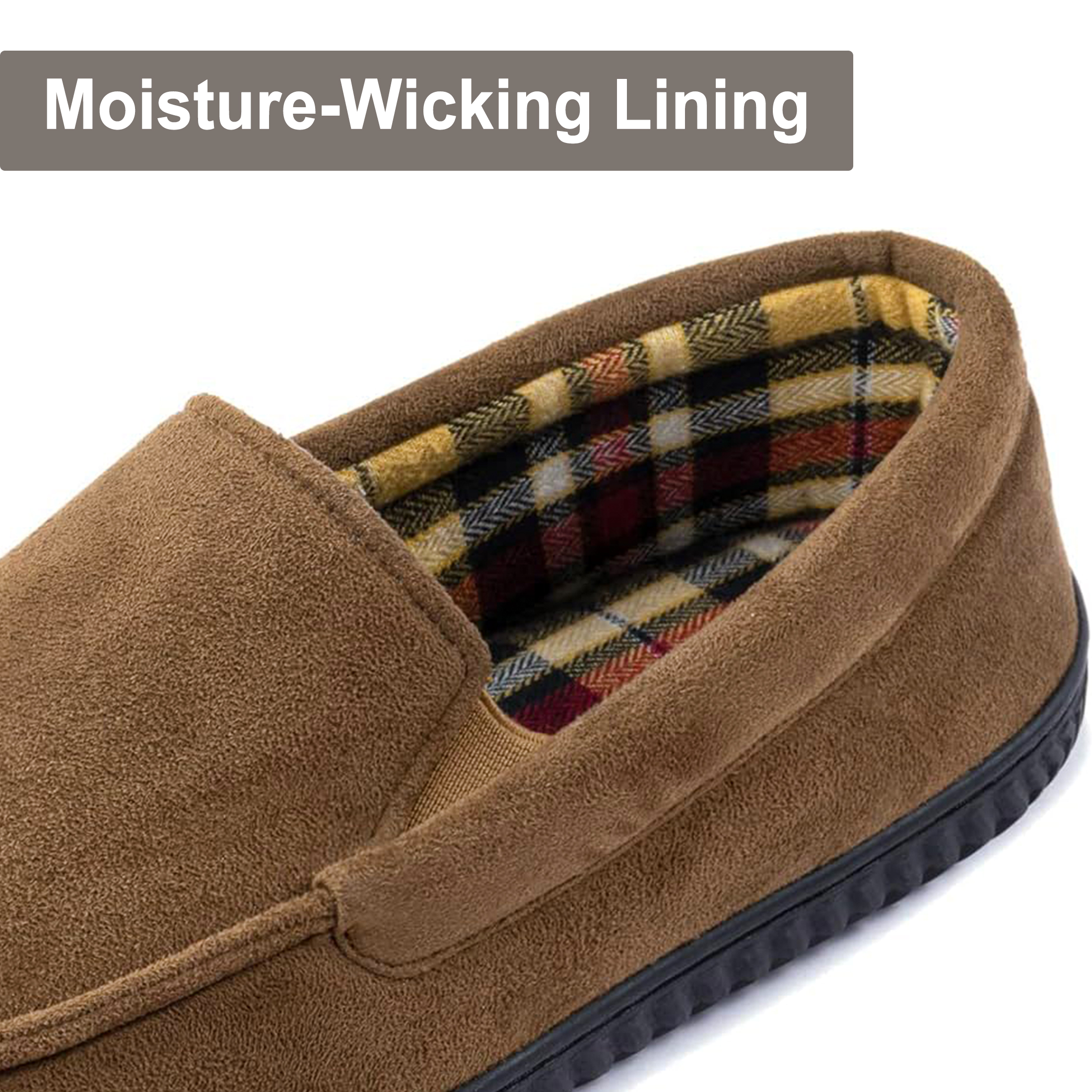 Ravelier Men's Microsuede Moccasin Slippers with Flannel Lining photo 2