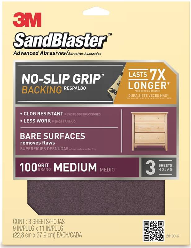 3M  Sandblaster Mouse  Sandpaper  5-1/4 in L 60 Grit Coarse  4 pk
