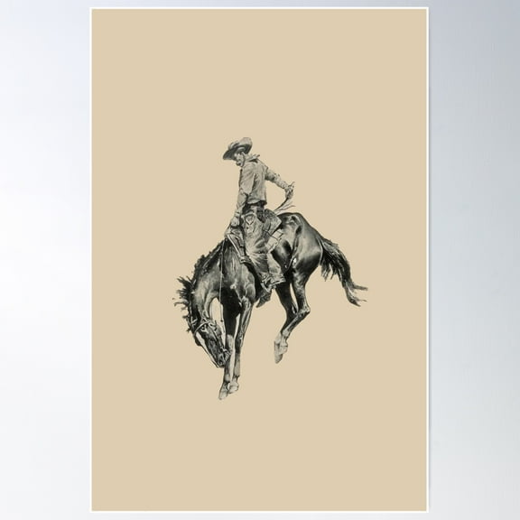 Vintage Bucking Bronco Poster Wall Art, Modern Wall Decor For Living Room Bedroom, 16x24 UNFRAMED