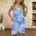 thumbnail image 2 of Atogsazn Children's Girls Summer Romper Kids Casual Adjustable Spaghetti Strap Shorts Jumpsuits with Pockets 2025 Clothes Sky Blue 5-6 Years, 2 of 5
