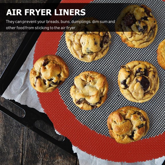 HOOWIFFY Red Silicone Air Fryer Pad Non-Stick Reusable Steamer Liner for Kitchen Use