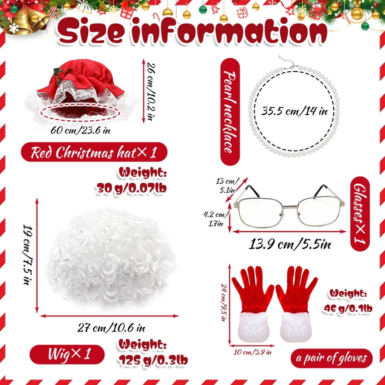 Christmas Holiday Decoration Set Hat Wig Glasses Gloves Necklace Costume Accessories Festive Party Dress Up Set Christmas Celebration Supplies Holiday 