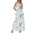 thumbnail image 5 of KOMOO Women Long Slip Dress Printed Boat Neck Spaghetti Strap Dress Backless Loose Dress Plus Size, 5 of 9