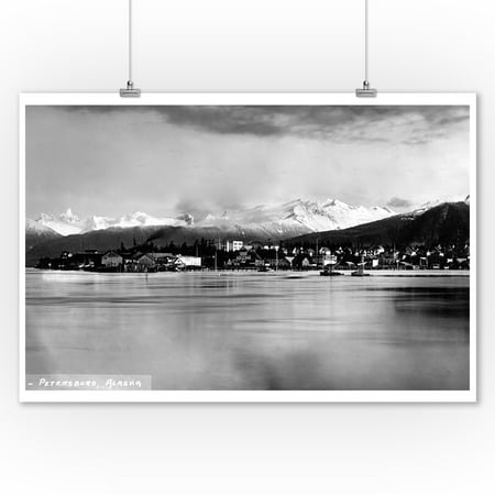 Petersburg, Alaska - Panoramic View of Town from Water Photo (9x12 Art Print, Wall Decor Travel (Best Place To Print Panoramic Photos)